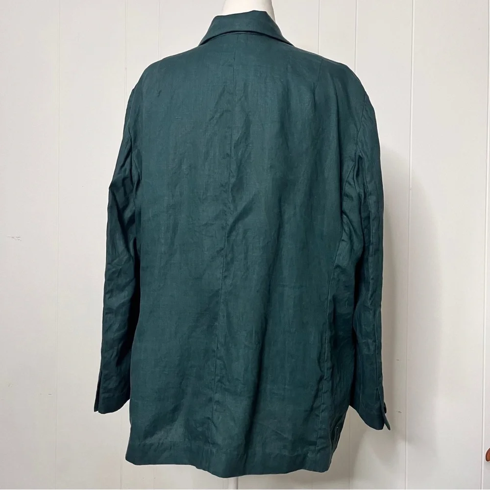Lord & Taylor 100% Linen Unlined Blazer Longline Dark Green Size 18W Career